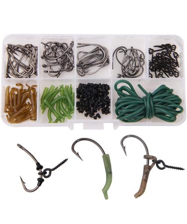 Shaddock 121 pieces of carp accessories including carp hooks anti-impairing sleeves cord alignment sleeves bait screws rig-ring stopper for carp fishing accessories
