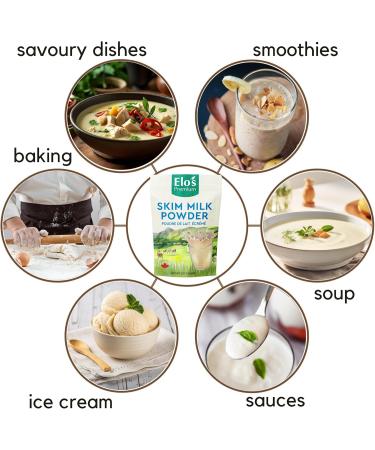 Skim Milk Powder 8oz | PRODUCT OF CANADA| Premium Quality Dehydrated Skim Milk | Low-Fat Alternative | Ideal for Baking Cooking and Beverages | Long Shelf Life | By Elo's Premium - Buy Online on GoSupps.com