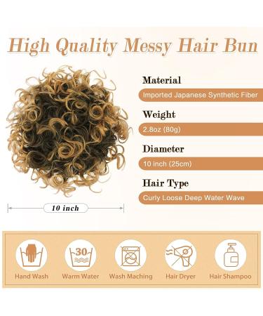PEACOCO Short Curly Messy Bun Ponytail Extension for Women with Thinning Hair - High Temperature Synthetic Fiber, Elastic Drawstring Hair Pieces (1B, 80g) - Buy Online on GoSupps.com