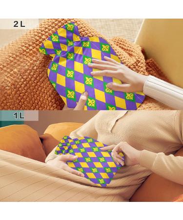 Mardi Gras Hot Water Bottle with Cover - 1L Heat Bottle for Pain Relief Headache & Back Pain - Buy Online on GoSupps.com