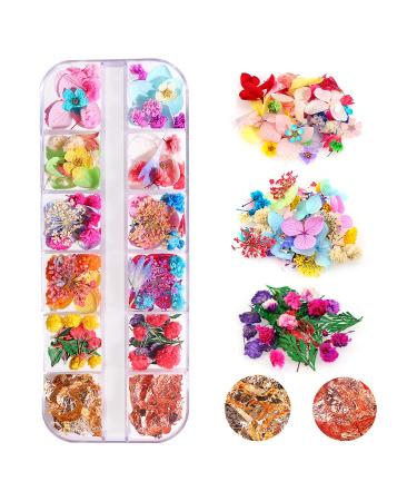 108PCS Dried Flowers for Nail Art - 33 Color Lovely Natural Flower Nail Art, 2 Color Foil Nail Art, Nail Art Accessories Kits, Dried Flowers for Resin Molds, YWLI (Dried Flowers + Foil) - Buy Online on GoSupps.com