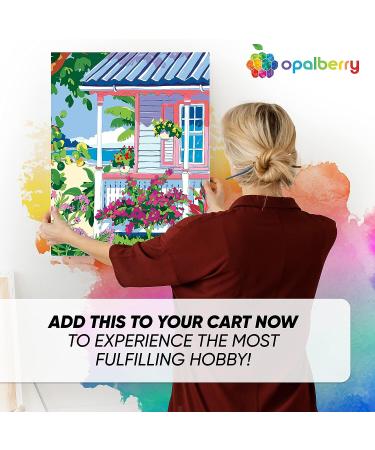Opalberry Framed Paint by Numbers Kit for Adults - DIY Paint by Number on Canvas - Pink Porch Theme - Buy Online on GoSupps.com
