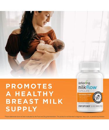 UpSpring MilkFlow Capsules - Fenugreek-Free Vegetarian 60 Count for Boosting Milk Production - Buy Online on GoSupps.com