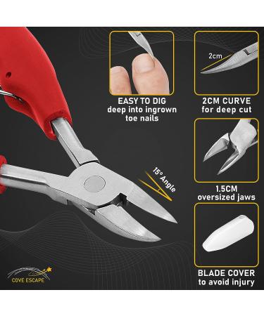 Professional Ingrown Toenail Clippers Set for Seniors - Heavy Duty Stainless Steel Toe Nail Cutter for Thick Toenails - Easy Grip Handle - Curved Pedicure Kit - Buy Online on GoSupps.com