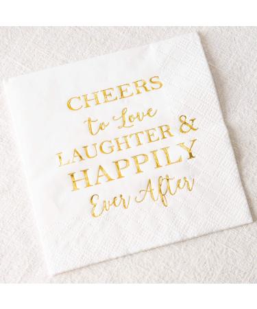 Crisky 50 Count Bridal Shower Napkins Disposable Cocktail Napkins 3-Ply Gold Foil Text Beverage Napkins for Engagement Party Decorations & Wedding Shower - Buy Online on GoSupps.com