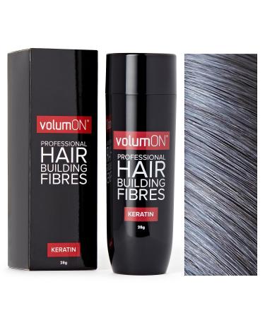 Volumon Professional Hair Building Fibres- Hair Loss Concealer- KERATIN- 28g- Get Upto 30 Uses- CHOOSE FROM 8 COLOUR SHADES (Grey)