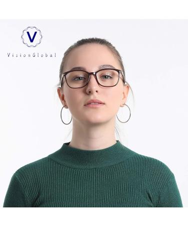 VisionGlobal Blue Light Blocking Glasses for Men & Women | Stylish Anti-Eyestrain & Anti-Glare Square Frames (Red No Magnification) - Perfect for Computer & TV Use - Buy Online on GoSupps.com