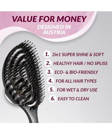 Marqus Bio Hairbrush - Wild Boar Bristles Spiral Spring | Shine & Volume for All Hair Types - Anti-Tangle Black - Buy Online on GoSupps.com