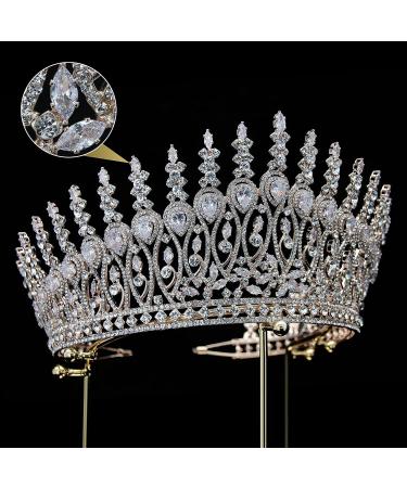 Rose Gold Tall Wedding Tiara with 5A Cubic Zirconia - Bridal Headband for Bride Party - Crystal Princess Crown for Women - Buy Online on GoSupps.com