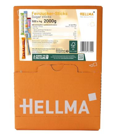 Buy Hellma Fine Sugar Sticks 500 Individually Wrapped 4g Sugar Sachets for Coffee & Tea in 2kg Storage Box | International Shipping Available - Buy Online on GoSupps.com