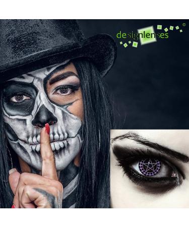 Violet Black Halloween Witches Pentagram Contact Lenses - Soft Colored Purple 1 Pair - International Shipping - Buy Online on GoSupps.com