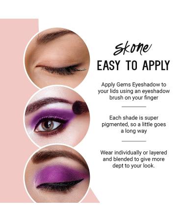 Skone Cosmetics Gems Eyeshadow- Highly Pigmented Longwear Eye Makeup in Purple with Pro Shimmery Finish - Ultra-Blendable Single Eyeshadow, Slightly Shimmer Shades - Flowers - Buy Online on GoSupps.com