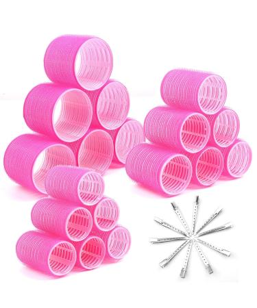 Jumbo Hair Curlers Rollers with Clips, Cludoo 28 Pcs Big Rollers for Hair Set with 3 Sizes Self Grip Hair Roller for Long Medium Short Thick Thin Hair Bangs Volume, Salon Hair Dressing DIY Hair Roller 28 Piece Set