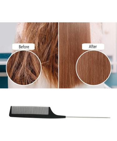 JeoPoom Carbon Needle Handle Stainless Steel Comb - Professional Hair Styling Tool - Buy Online on GoSupps.com