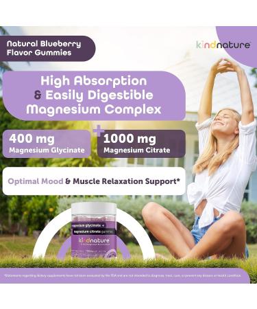 Kind Nature 2-in-1 Magnesium Gummies - 1000mg Citrate & 400mg Glycinate for Kids & Adults - High Absorption Complex for Calm & Sleep - Buy Online on GoSupps.com