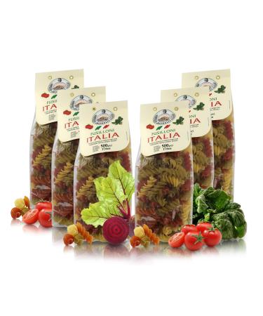 Fusilloni Tricolore Italia Colored Pasta 6 Packs of 500 g