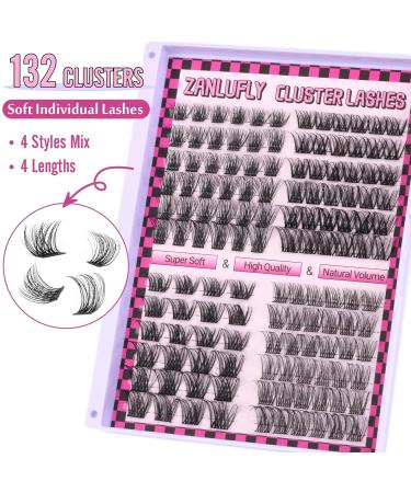Premium Lashes Extension Kit - 132Pcs Individual & Cluster Eyelashes with Bond Seal & Applicator | 4 Styles (10-16MM) for DIY Extensions - Buy Online on GoSupps.com
