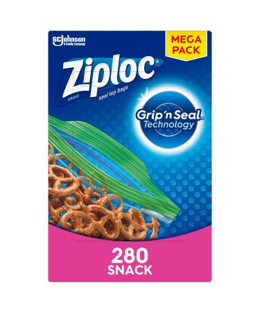 Ziploc Snack Bags for On the Go Freshness Grip n Seal Technology for Easier Grip Open and Close 280 Count