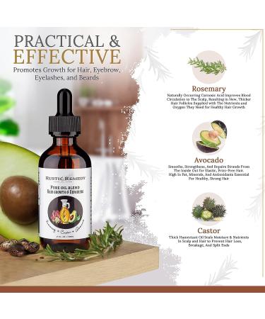 Rustic Remedy Organic Rosemary Castor & Avocado Oil | Growth & Frizz Repair Treatment (2 oz) | Natural Pure Oil for Dry Damaged Hair - Buy Online on GoSupps.com