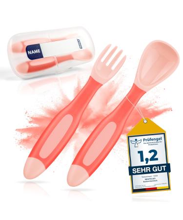 NEUFELD cutlery for learning to eat (incl. FREE box & recipes) - children's cutlery from 3 months two-piece - baby cutlery set dishwasher-safe pink - Buy Online on GoSupps.com