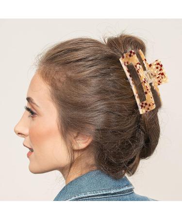 Whaline Checkered Hair Claw Clips - Set of 3 Large Vintage Barrettes for Women and Girls - Fashionable Non-Slip Hair Styling Accessories for Thick, Thin, Curly, and Straight Hair - Buy Online on GoSupps.com