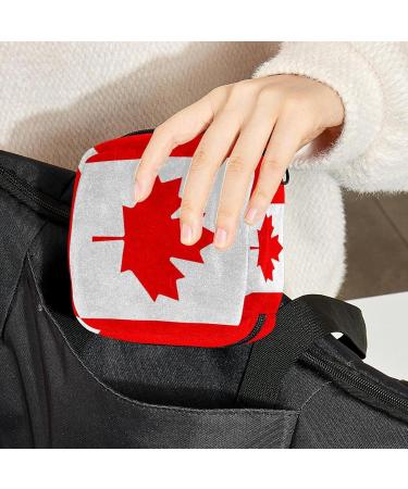 Canada Flag Sanitary Napkin Storage Bag - Portable Feminine Product Pouch for Girls & Women - Buy Online on GoSupps.com