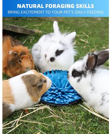 Rabbit Foraging Mat - Interactive Feed Game for Small Pets | OVMKOV 9.44 x 9.44 Snuffle Pad Bed Nosework Mat for Bunny, Hamster, Guinea Pigs, Ferrets, Chinchillas - Buy Online on GoSupps.com