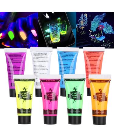 RIZGHWOY UV Reactive Body Paint Set 8 Fluorescent Colors 10 Ml Each NonToxic Water Based Formula for Nightclubs Parties Festivals - Buy Online on GoSupps.com