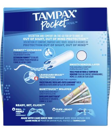 Tampax Pocket Pearl Tampons Regular Absorbency - Unscented 16 Count with LeakGuard Braid - International Shipping Available - Buy Online on GoSupps.com
