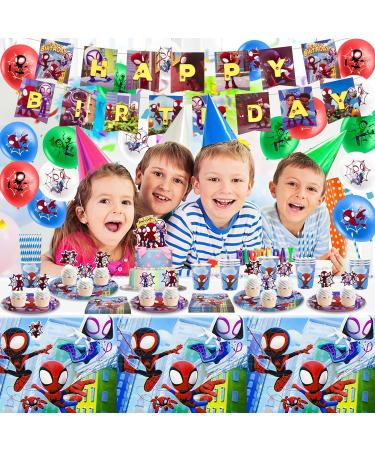 Yumcute ZX Tableware 99PCs | Spidey & Super Friends Birthday Supplies | Kids Party Decorations & Pull Flag Banner - Buy Online on GoSupps.com