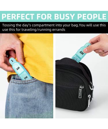 Monthly Pill Box Organizer 2 Times a Day AM PM Medicine Holder with 32 Compartments - Easy Open Design for Kids, Elderly, and Arthritic Hands - Cyan - Buy Online on GoSupps.com