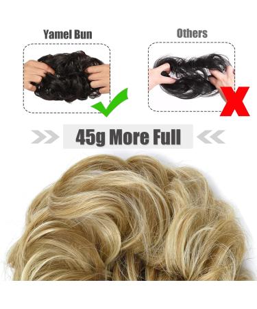 Yamel Dark Ash Blonde Mix Bleach Blonde Messy Bun Hair Extension for Women - Updo Curly Scrunchie - Buy Online on GoSupps.com