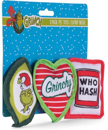Dr. Seuss The Grinch Catnip Cat Toys 3 Pack - Small Catnip Infused Toys from The Grinch Who Stole Christmas Collection - 4 Inch Canvas Cat Toy for Cats - Buy Online on GoSupps.com
