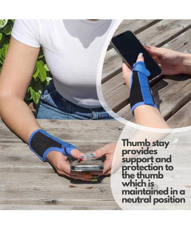 Solace Bracing Thumb Support Max - British Made & NHS Supplied - Breathable Thumb Spica Splint for CMC Pain, Arthritis, Tendonitis, RSI - Black/Blue - L - Right Hand - Buy Online on GoSupps.com