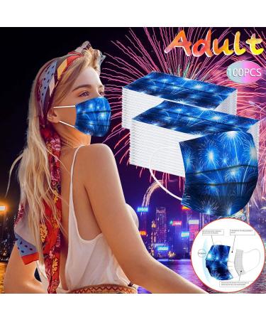 ZQP BEUU 100PCS Happy New Year 2021 Disposable_Face_M sks with a Elastic Earloop for Adult Multiple Pattern Combinations 3-ply Face Facial Protection Pads for Party High Filtration and Ventilation - Buy Online on GoSupps.com