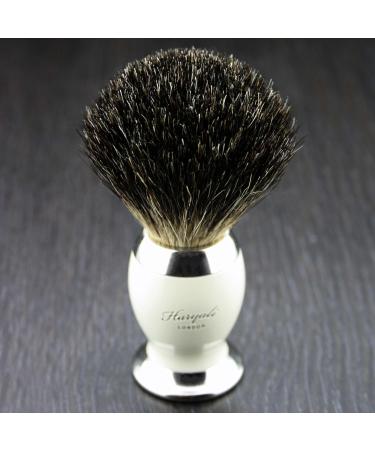 Premium Badger Hair Shaving Brush with Ivory Metal Base - Luxurious Black Design for a Superior Shave - Buy Online on GoSupps.com