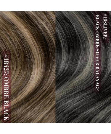 Youngsee Clip-in Extensions | Real Hair Ombre Black Silver 35cm | Balayage 120g | 7PCs | International Shipping - Buy Online on GoSupps.com