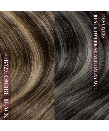 Yongsee Real Hair Clip-In Ombre Extensions 45cm - Black Silver Balayage Remy Hair 120g 7PCs - Buy Online on GoSupps.com