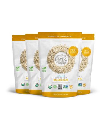 One Degree Organic Foods Sprouted Rolled Oats, USDA Organic, Non-GMO Gluten Free Oatmeal, 24 oz., 4 Pack Rolled Oats 1.5 Pound (Pack of 4)