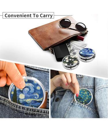 Portable 3-Compartment Pill Organizer | Decorative Metal Medicine Case - Set of 4 | Ideal Gift for Vitamins & Medications - Buy Online on GoSupps.com