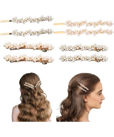 8Pcs Rhinestone Hair Clips and Pearl Hair Clips 4 Style Vintage Elegance Blinger Hair Gems Zinc Alloy Bobby Pins with Rhinestone and Pearl for Women and Girls Hair Pins - Buy Online on GoSupps.com