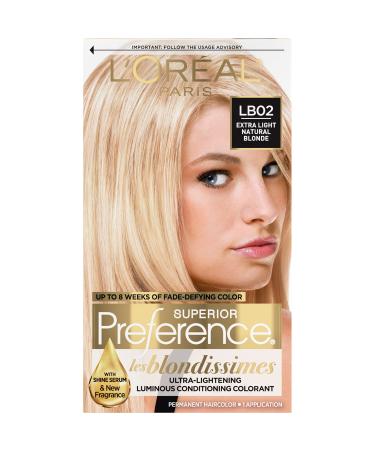 L'Oreal Paris Superior Preference Fade-Defying + Shine Permanent Hair Color  LB02 Extra Light Natural Blonde  Pack of 1  Hair Dye LB02 Extra Light Natural Blonde 1 Count (Pack of 1)