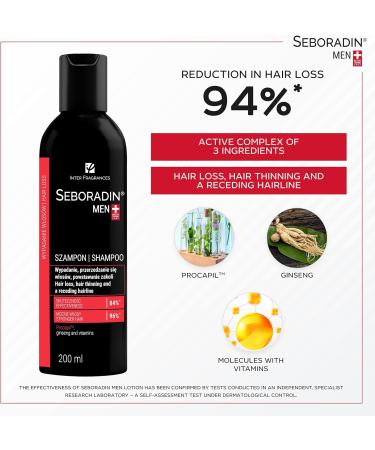 Seboradin Men Hair Loss Shampoo 200ml - With Vitamins and Natural Extracts for Thickening and Growth - Hair & Scalp Treatment for Receding Hairline - Buy Online on GoSupps.com