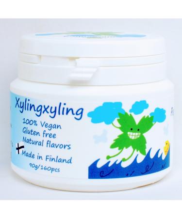 Xylingxyling - Finnish Xylitol -Pastille - 100% vegan without sugar gluten -free natural flavors for dental care and fresh breath 90g/160pcs x 4 pack (peppermint)