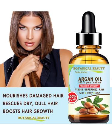 Botanical Beauty Argan Oil 100% Pure Natural Virgin Unrefined - Cold-Pressed Carrier Oil for Face Skin Hair & Nails - Rich in Vitamin E - 4 Fl oz (120 ml - Buy Online on GoSupps.com