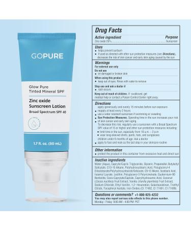 buy goPure Glow Tinted Mineral SPF 40 - Dermatologist-Tested Moisturizer & Sunscreen | Natural Reef-Friendly Face Protection | Achieve Glowing Skin - Buy Online on GoSupps.com