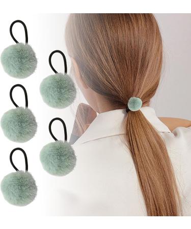 Hair Ties Women's Pompom Colorful Hair Ties | Fashionable Hair Ring Ties for Women And Girls Versatile Ponytail Holders for Dating Parties Green - Buy Online on GoSupps.com