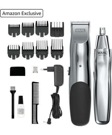 Wahl Groomsman Rechargeable Beard Trimmer Set for Mustache Light detail work and body grooming with the bonus WetDry battery Nose trimmer - Buy Online on GoSupps.com