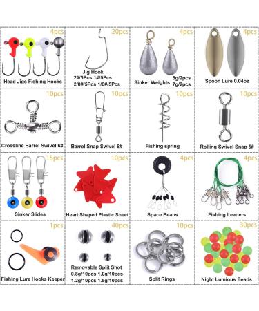 TOPFORT 187/230pcs Fishing Accessories Kit with Tackle Box - Jig Hooks, Sinker Weights, Swivels, Snaps, Slides - Bass Casting Sinker Set - Fishing Gear - Buy Online on GoSupps.com