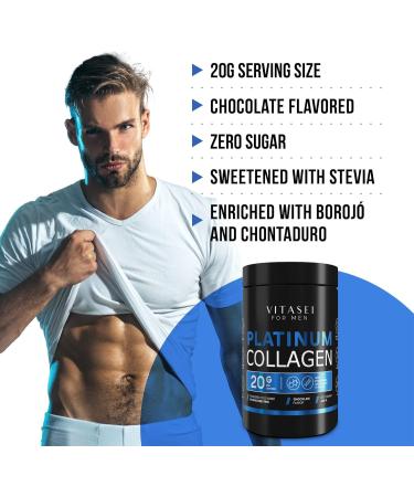 Hydrolyzed Collagen Powder for Men - BCAA & Borojo - Protein Supplement for Workouts - Zero Sugar Chocolate Flavor - 21 oz - Buy Online on GoSupps.com